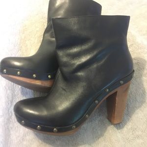 Black booties with studs and wood heel size 7